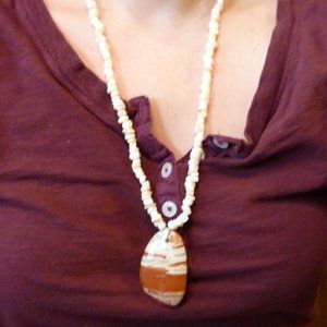 Mother of Pearl Gemstone Pendant Necklace